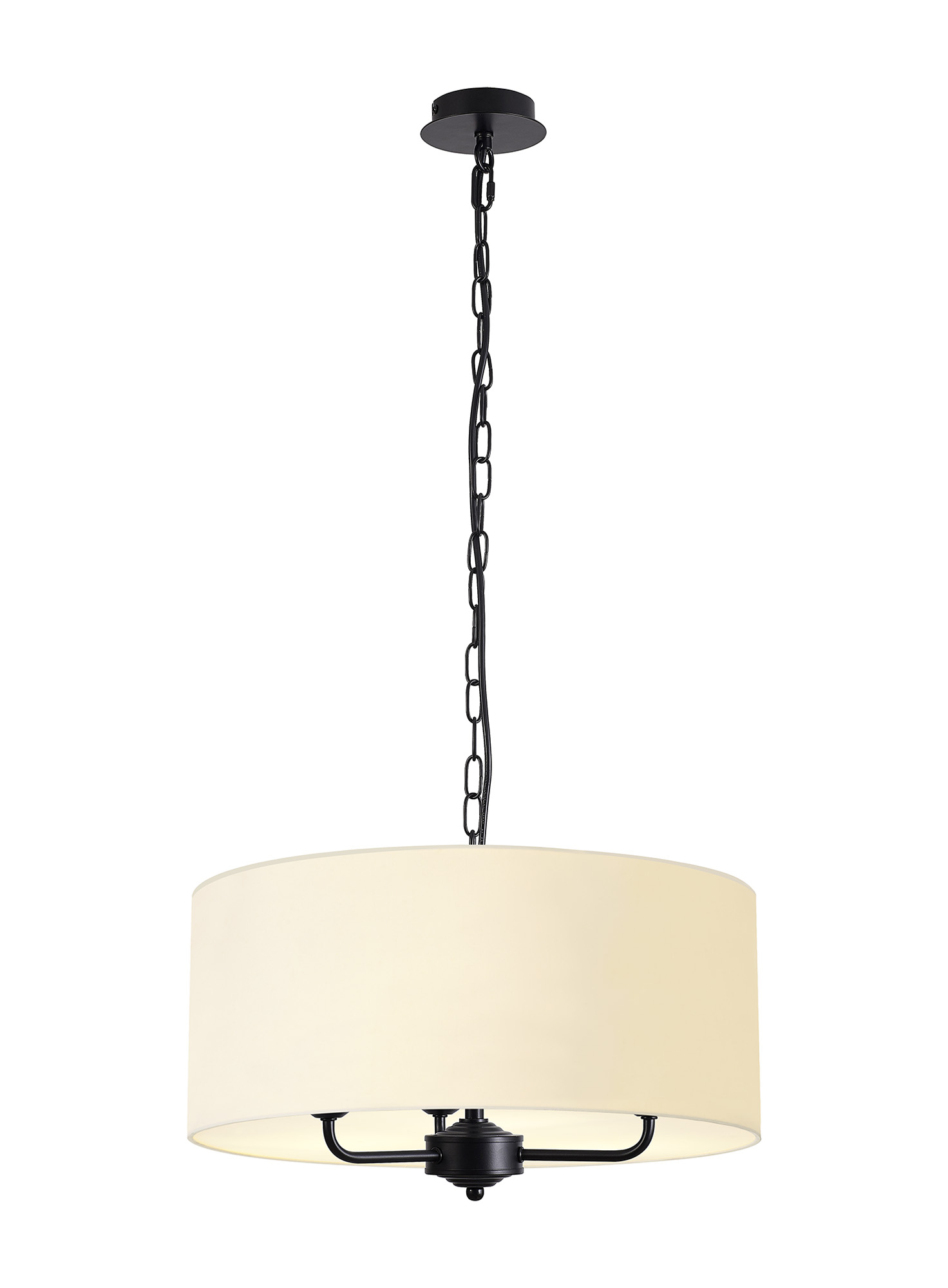 DK1037  Banyan 50cm 3 Light Pendant Matt Black; Ivory Pearl/White